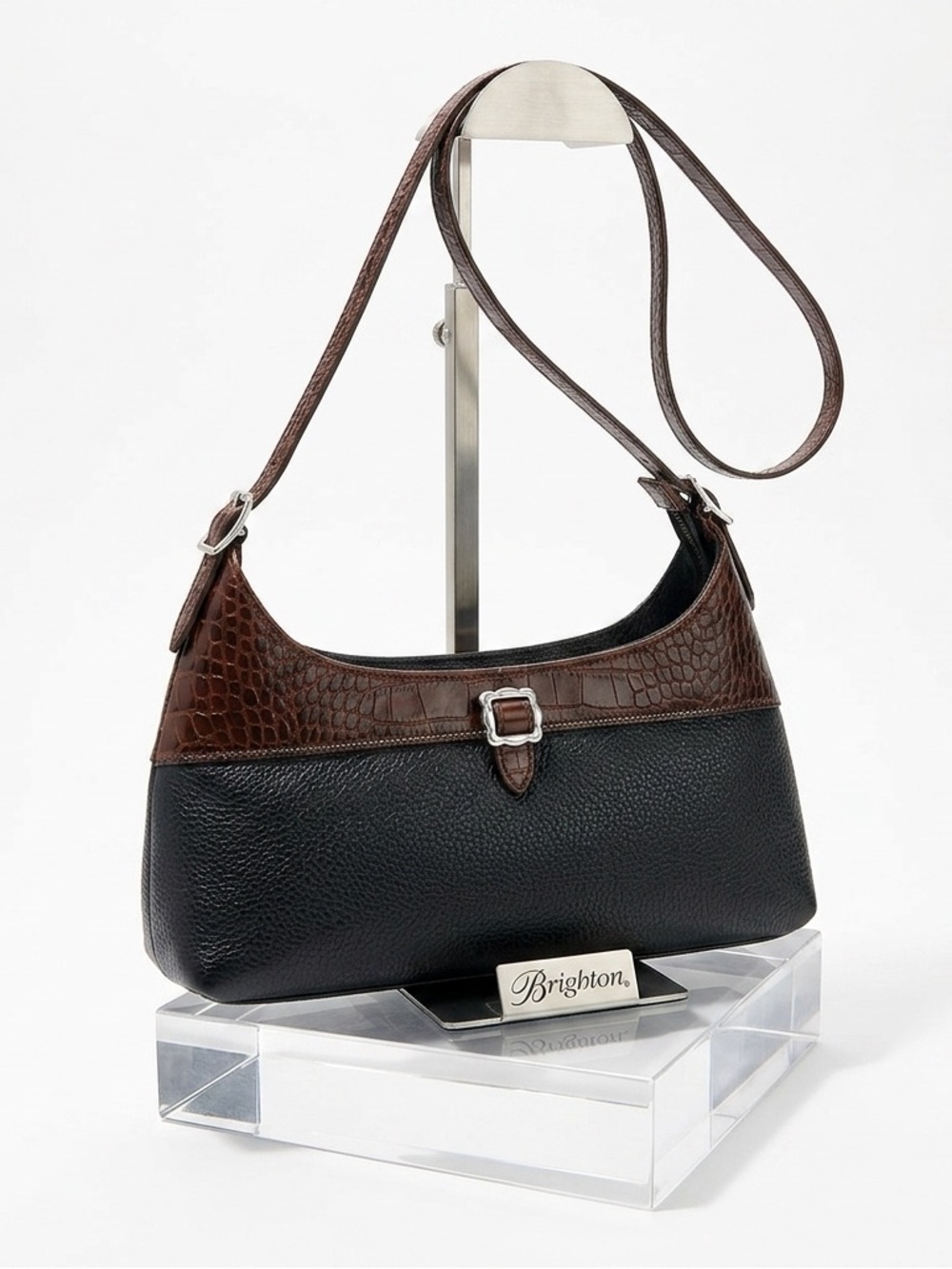 Vintage Brighton Authentic Bag Pebbled & Moc Croc Shoulder Bag
